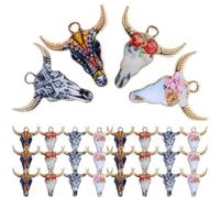 DECHOUS Lot de 40 Breloques en Alliage Tête de Vache pour Création de Bijoux Petites Breloques Western en Métal Couleurs Variées Adaptées aux Bracelets Colliers et Loisirs Créatifs