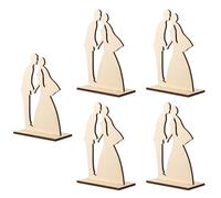 DECHOUS Lot de 5 Décorations en Bois Blanc pour Mariage Figurines Artisanales pour Décoration de Table Accessoire Photo Romantique pour Bureau et Intérieur Mariage et Présent Couple