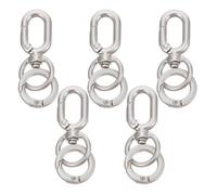 DECHOUS Lot de 5 Sets de Mousquetons Pivotants à Ressort Métalliques, Clips Porte-clés à Double Ouverture avec Anneaux Porte-clés Amovibles, Finition Métal Argenté, Fermoirs Compacts