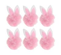 DECHOUS Lot de 6 Clips Oreilles de Lapin en Fausse Fourrure Rose, Mini Pompons Peluche Mignons pour Barrettes, Accessoire DIY pour Décoration de Pâques et Activités Printanières