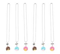 DECHOUS Lot de 6 Colliers D'amitié en Plastique Léger Pendentifs Donut Multicolores, Accessoires Délicats pour Meilleures Amies, Présent Anniversaire Fille et Témoignage D'amitié Solide