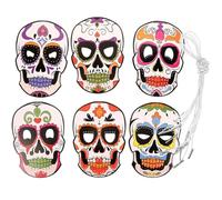 DECHOUS Lot de 6 Masques en Papier du Jour des Morts, Masque de Cosplay Squelette Léger et Réutilisable, Décorations pour Fête Halloween et Carnaval, Accessoires Fête à Thème