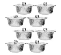 DECHOUS Lot de 8 Pots Jetables en Aluminium avec Couvercles 2000 ML Récipients Ronds Recyclables pour Cuisson au Four Friteuse à Air Barbecue et Congélation Ustensiles Cuisine
