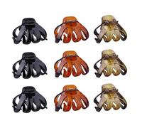 DECHOUS Lot de 9 Pinces à Cheveux Pieuvre Petite Taille 6 CM en Plastique Couleurs Variées Noir Brillant Vert Écaille de Tortue Rouge Léopard Accessoires Antidérapants pour Femmes