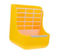 DECHOUS Mangeoire pour Lapin Support à Foin et Gamelle en Plastique Jaune, Râtelier Suspendu Anti-gaspillage pour Petits Animaux, Accessoire Pratique pour Cage de Lapin et Cobaye