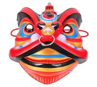 DECHOUS Masque de Lionceau Intégral Rouge en Plastique pour Spectacle et Cosplay Masque Décoratif pour Fête et Carnaval Bande Élastique Chinois pour Performance et Réunion