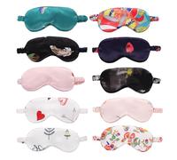 DECHOUS Masque Yeux en Soie Artificielle 10 Pièces Confortable Bande Élastique Élégant pour Sommeil et Voyage Couleur Aléatoire