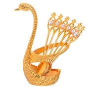 DECHOUS Mini Cuillères à Dessert Cuillère Swan Base Lot de Set de Alliage de Zinc Or pour Café et Dessert Cafés et Thé de L’après-midi