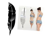 DECHOUS Miroir Autocollant Mural Acrylique Décoration Murale Salon Chambre Cuisine Art Mural Auto-adhésif Noir Petit Modèle Forme Plumes Gauche