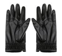 DECHOUS Moufles de Cyclisme Tactiles en Cuir Noir, Coupe Ajustable, Homme | Doigts Complets, Poignet Élastique et Coupe-vent, Adhérence Antidérapante, pour Conduite, Déplacements et Pluie