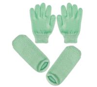 DECHOUS Moufles Exfoliants en Gel Naturel Verts, Soin Hydratant pour Mains et Pieds, 2 Paires pour Spa, Masque Réparateur et Blanchissant, Accessoires Pédicure, Keratose Pilaire