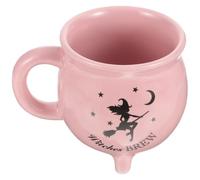 DECHOUS Mug à Café en Céramique 450 Ml de Chaudron Sorcière Rose et Noir, Tasse pour Infusion et Service, Décoration Halloween Originale pour Maison et Présents Festifs