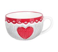 DECHOUS Mug en Céramique Grosse Capacité 1 Pièce Motif Cœur Relief, Tasse de Petit-déjeuner Créative pour Café, Lait et Thé, Vaisselle pour Maison et Bureau, Usage Quotidien