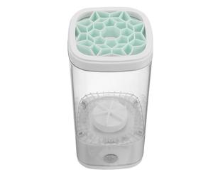 DECHOUS Nettoyeur de Pinceaux de Maquillage Design de Rangement Intégré Électrique et Blanc Compatibilité pour Brosses et Poudriers