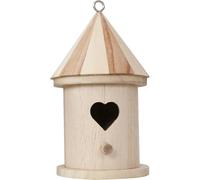 DECHOUS Nichoir à Oiseaux en Bois Naturel Non Finition Maison pour Petits Oiseaux Porte de Cœur Mangeoire d'Extérieur Décorative pour Jardin Balcon ou Terrasse Kit DIY à Assembler