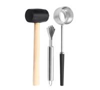 DECHOUS Ouvre-Noix Manuel en Acier Inoxydable 3 Pièces Kit Perforateur et Maillet en Caoutchouc Outil Multifonction pour Ouvrir Fruits à Coque Durs Ustensile de Cuisine Réutilisable
