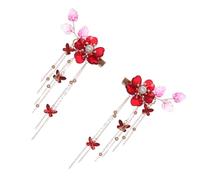 DECHOUS Paire D’Épingles à Cheveux Rétro Pompons Motif Fleur de Grenadier Alliage Léger Accessoire Floral pour Femmes Pince à Cheveux Élégante Mariage et Fêtes