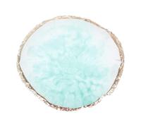 DECHOUS Palette Manucure en Résine Épaisse Verte Bords Dorés pour Mélange Vernis à Ongles, Présentoir à Faux Ongles, Accessoires Nail Art Professionnel