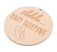 DECHOUS Panneau de Porte Bébé Sommeil en Bois à Suspendre, Décoration Chambre d'Garçon et Filles, Signalisation Silencieuse pour Visiteur, Forme Ronde 15 CM, Couleur Kaki