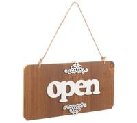 DECHOUS Panneau en Bois Double Face Suspendu pour Porte Design Vintage et Lanière, Indicateur Ouvert ou Fermé pour Restaurants et Commerces