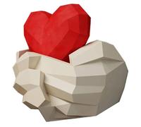 DECHOUS Papier Origami 3D Main de Cœur Décoration Murale Géométrique en Papier Cartonné Kit DIY Pliage Créatif pour Loisirs Manuels et Décoration Intérieure 1 Pièce