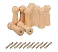 DECHOUS Patères Robustes à Visser M4 10 Crochets Muraux en Bois Massif Non Finition 18x50mm, Solution Solide pour Suspendre Vêtements et Paquet, pour Salle de Bain et Dressing