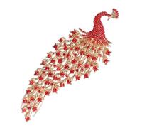 DECHOUS Peigne à Cheveux de Mariée en Strass Forme Paon, Bijou de Tête Doré Strass Rouges, Accessoire Mariage Élégant pour Coiffure de Fête et Soirée, Épingles Cheveux Mariée Raffinées
