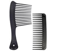 DECHOUS Peigne à Dents Larges pour Cheveux Bouclés Lot de 2 en Résine Noir Confortable à Prendre en Main pour Coiffure Professionnelle Femme