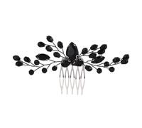 DECHOUS Peigne Latéral en Alliage de Zinc Cristaux Noirs Brillants, Accessoire Cheveux Mariage et Bal, Ornement Vintage pour Demoiselles D'honneur et Coiffure de Mariée, Strass Décoratifs