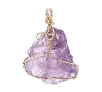 DECHOUS Pendentif en Cristal Naturel Asymétrique Violet et Or Pierre Brute Irrégulière Collier Pendentif Chic Accessoire Bijouterie Unisexe pour Soirées Mariages et Événements Festifs