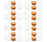 DECHOUS Petites Fioles en Verre 15ml avec Bouchon de Liège, Forme Ronde | Bouchon en Bois, Finition Transparente, Réutilisable, pour Graines et Petits Souvenirs, Usage Laboratoire