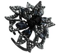 DECHOUS Pince à Cheveux Griffes en Alliage Noire Strass Brillant Taille Petite Design Floral Élégant Accessoires Cheveux pour Femmes Maintien Ferme et Fins Usage Quotidien et Fêtes