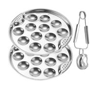 DECHOUS Plat à Escargots Inox Compartiments pour Cuisson et Service Résistant Chaleur avec Pince de Cuisine pour Maison et Restaurant