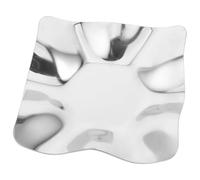 DECHOUS Plateau à Bijoux Petit Format en Acier Inoxydable Argenté, Plateau de Rangement Décoratif Carré pour Bagues et Boucles D’oreilles, Organisateur Polyvalent pour Chambre et