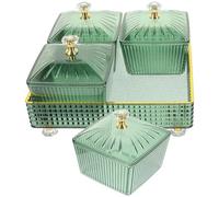 DECHOUS Plateau à En-cas Vert en Ps avec 4 Compartiments, Assiette de Collations Solide et Élégante pour Dîner Familial Quotidien et Fêtes Réutilisable