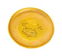 DECHOUS Plateau de Fruits Bouddhiste Facile à Nettoyer Odeur en Plastique Or Motif Lotus Doré pour Sacrifice et Décoration Classique Réutilisable