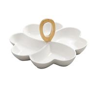 DECHOUS Plateau de Service en Céramique de Cœur Assiette de Nourriture 4 Compartiments Plat à Collation pour Fruits et Desserts Plateau de Rangement Cuisine et Repas Couleur