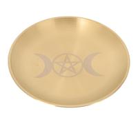 DECHOUS Plateau Décoratif Pentacle en Métal, Porte-Bougie et Assiette pour Rituels de Sorcellerie et Pratiques Spirituelles