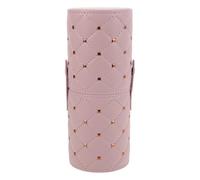 DECHOUS Porte-pinceaux de Maquillage en Cuir Synthétique Rose Compact et Résistant à l'usure Couvercle Anti-poussière pour Rangement de Coiffeuse ou Salle de Bain
