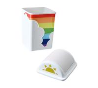 DECHOUS Poubelle Plastique Arc-ciel avec Couvercle pour Bureau et Chambre Conteneur Déchets Mignon pour Salle de Bain Cuisine Salon Usage Domestique et Professionnel