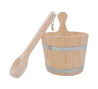 DECHOUS Seau en Bois pour Sauna 5L Louche Ergonomique Tonneau Étanche en Bois Naturel Accessoires Polyvalents pour Bain Vapeur et Hammam à Domicile
