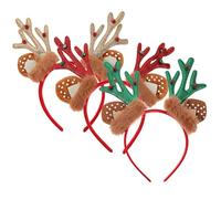 DECHOUS Serrage-Tête Renne de Noël en Peluche Douce Lot de 3 Pièces Rouge Vert et Or Accessoires Festifs pour Fêtes Déguisements et Cosplay Bandeau Cerf Confortable pour Adultes et