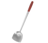 DECHOUS Spatule Cuisine en Acier Inoxydable avec Manche Long en Bois, Spatule à Frire Polyvalente pour Plaque de Cuisson et Wok, Ustensile Inox Antiadhésif pour Cuisson Sautée et Friture