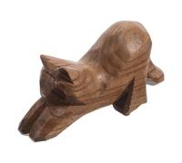 DECHOUS Statuette Chat en Bois Sculptée à Main, Décoration Stable | Présent, Présentation Bureau, Design Chat Adorable, Charme Artistique Unique, Sculpture en Bois