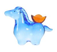 DECHOUS Statuette Cheval en Cristal Bleu, Décoration Zodiaque Chinois 2026