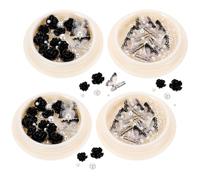 DECHOUS Strass Nail Art Noirs Camélia de Fleur - 4 Boîtes de Cristaux pour Ongles Décoratifs DIY - Perles pour Manucure, Accessoires Décoration Ongles pour Créations Personnalisées