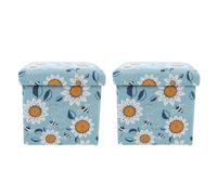 DECHOUS Tabouret de Rangement Repose-Pieds en Tissu Coton Pliable 2 Pièces