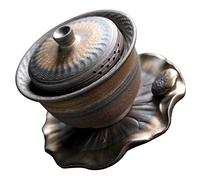 DECHOUS Tasse à Thé Décoration Créative et Portable 170ml avec Couvercle et Soucoupe en Céramique Finition Artisanale pour Théière Domestique