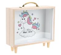 DECHOUS Tirelire en Bois Créative M Motif Licorne Colorée Boîte à Monnaie Décorative pour Maison et Bureau Rangement Pratique pour Garçon et Filles Accessoire Décoratif de Table