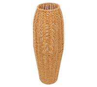 DECHOUS Vase Décoratif Grand Vase Rond Imitation Rotin Marron en Plastique Style Simple et Élégant Facile à Nettoyer pour Décoration Intérieure et Bureau